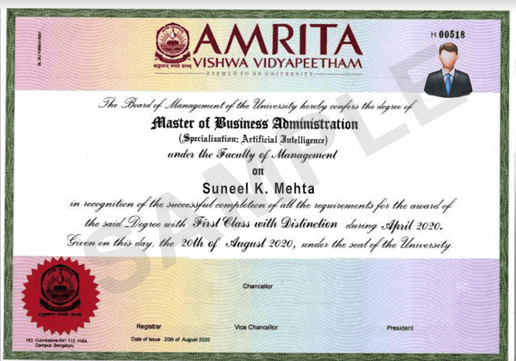 mba artificial intelligence certificate