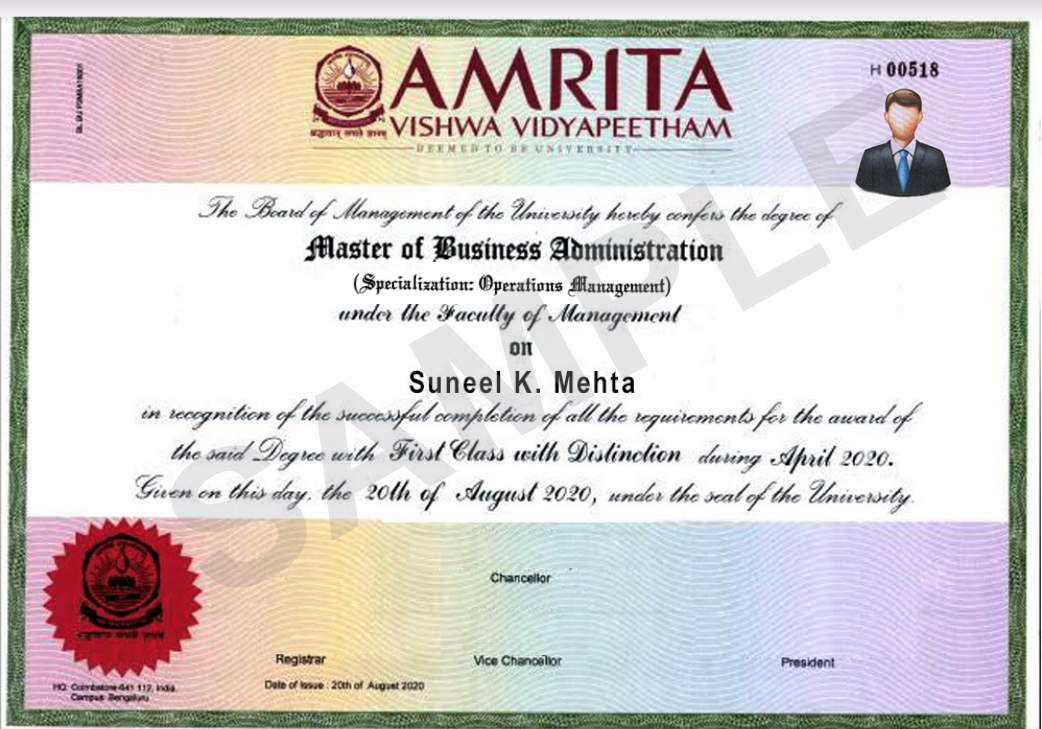 mba operations management certificate